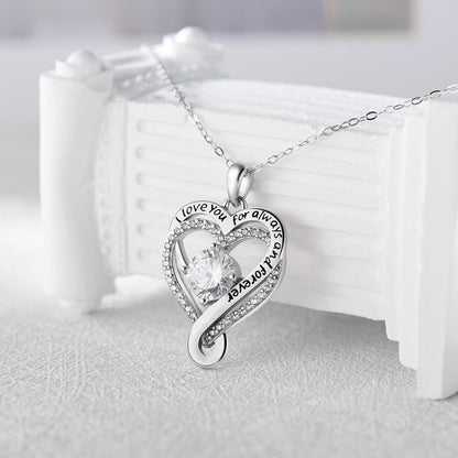 Engraved Heart Necklace for Wife with LED Box