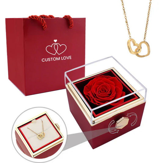 💕 Eternal Rose Box - With Personalized Necklace And Real Rose 💕