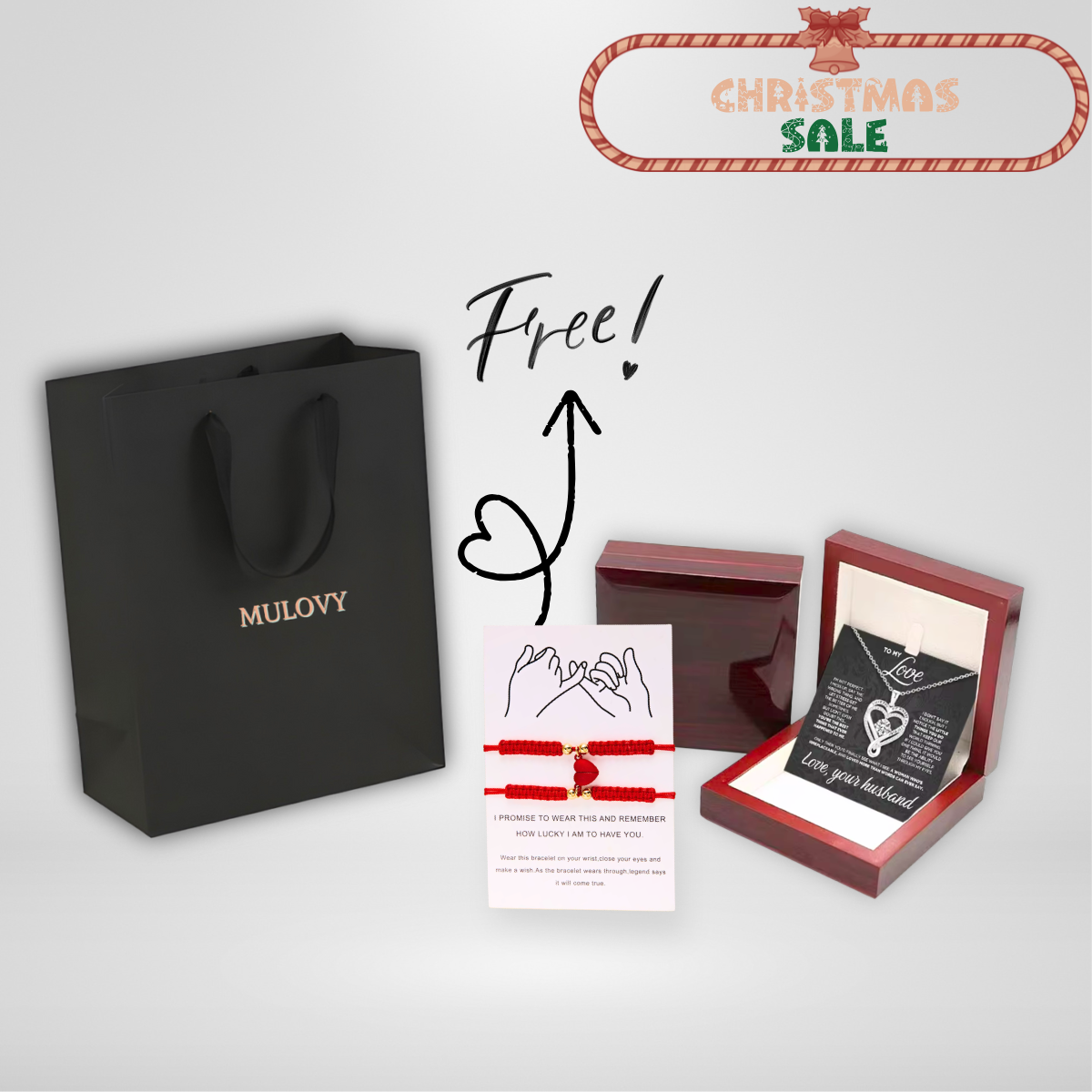 Engraved Heart Necklace for Wife with LED Box