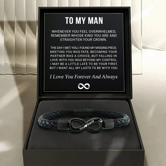 💕 « To My Man » Bracelet Infini Personnalisé 💕