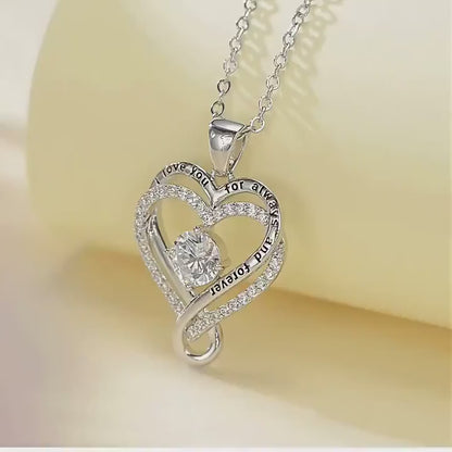 Engraved Heart Necklace for Wife with LED Box
